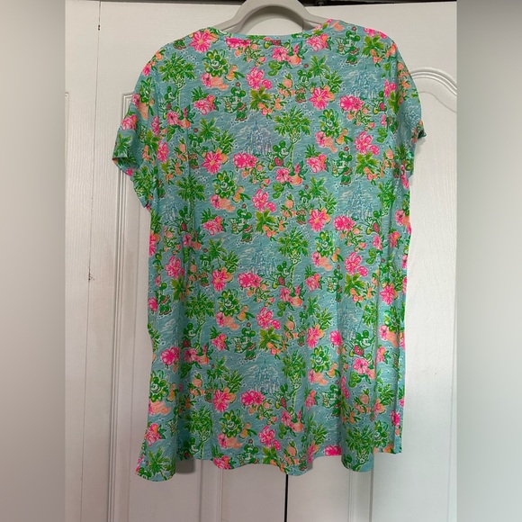 Lilly Pulitzer+ Disney Mickey and Minnie Floral Short Sleeve Top - Picture 4 of 5